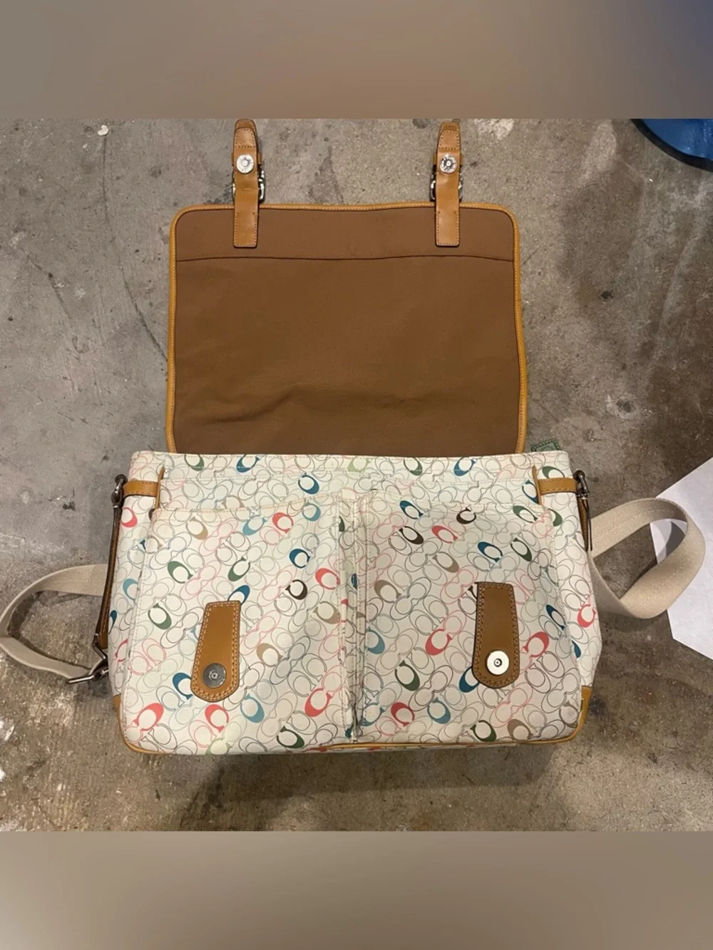 COACH Men’s Multicolor Candy Monogram Messenger Bag EUC Authentic Like New